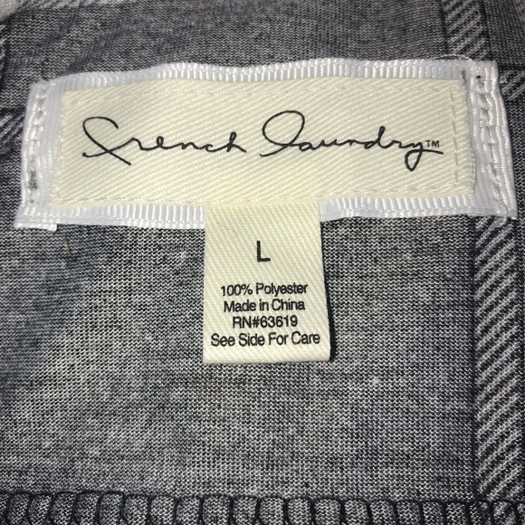 French Laundry Black Plaid Tie Shirt Size Large - Picture 8 of 8